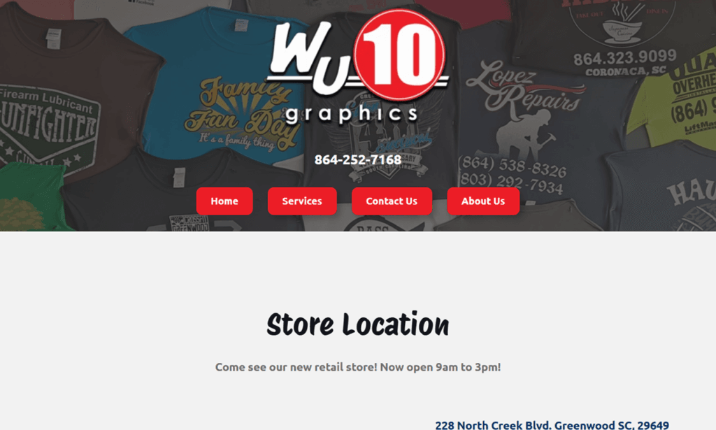 Screenshot of Wu-10 Graphics Website.